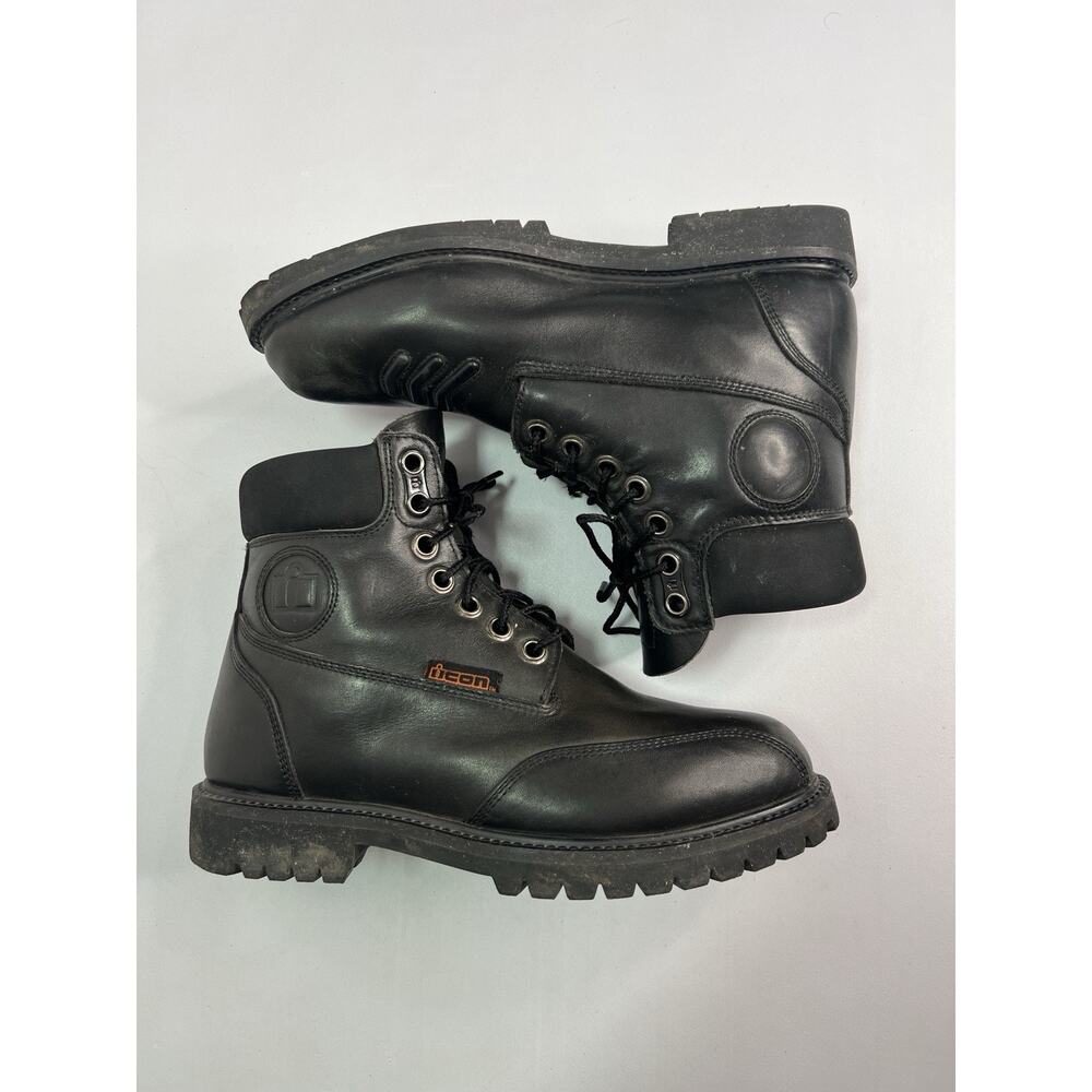 Icon Standard Motorcycle Black Leather Boots Men’s Size 10